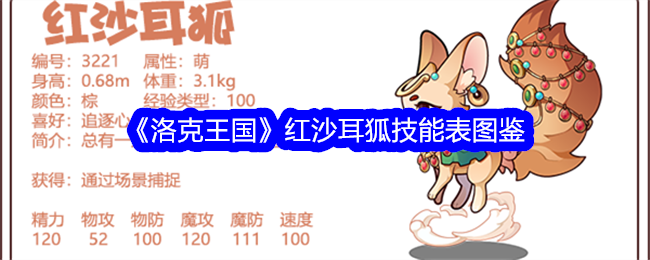 《洛克王国》红沙耳狐技能大全