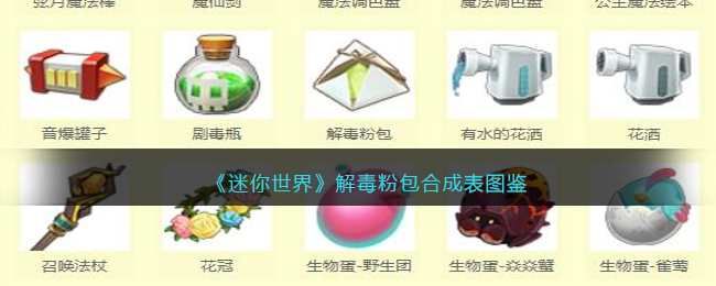 《迷你世界》解毒粉包合成图鉴