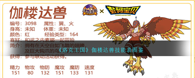 《洛克王国》伽楼达兽技能图鉴