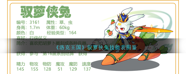 《洛克王国》驭萝侠兔技能图鉴